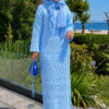 Diamond Pattern Two-Piece Knit Dress with Inner Layer Baby Blue - Imagen 3