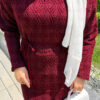 Diamond Pattern Two-Piece Knit Dress with Inner Layer Burgundy - immagine 4