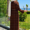 Diamond Pattern Two-Piece Knit Dress with Inner Layer Brown – Bild 5