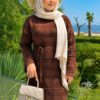Diamond Pattern Two-Piece Knit Dress with Inner Layer Brown – Bild 3