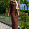 Diamond Pattern Two-Piece Knit Dress with Inner Layer Brown – Bild 4