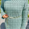 Diamond Pattern Two-Piece Knit Dress with Inner Layer Mint - Imagen 4