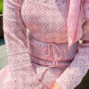 Diamond Pattern Two-Piece Knit Dress with Inner Layer Powder Pink - immagine 6