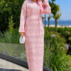 Diamond Pattern Two-Piece Knit Dress with Inner Layer Powder Pink - immagine 3