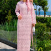 Diamond Pattern Two-Piece Knit Dress with Inner Layer Powder Pink - immagine 5