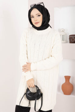 Alternative view of Houndstooth Knit Tunic Ecru