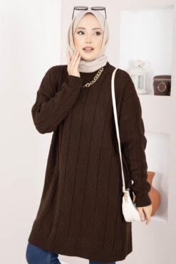 Alternative view of Houndstooth Knit Tunic Brown