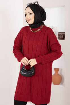 Alternative view of Houndstooth Knit Tunic Red