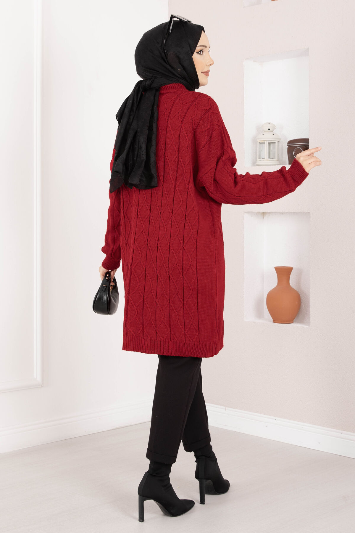 Houndstooth Knit Tunic Red - immagine 6