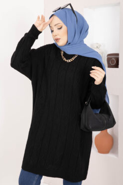 Alternative view of Houndstooth Knit Tunic Black