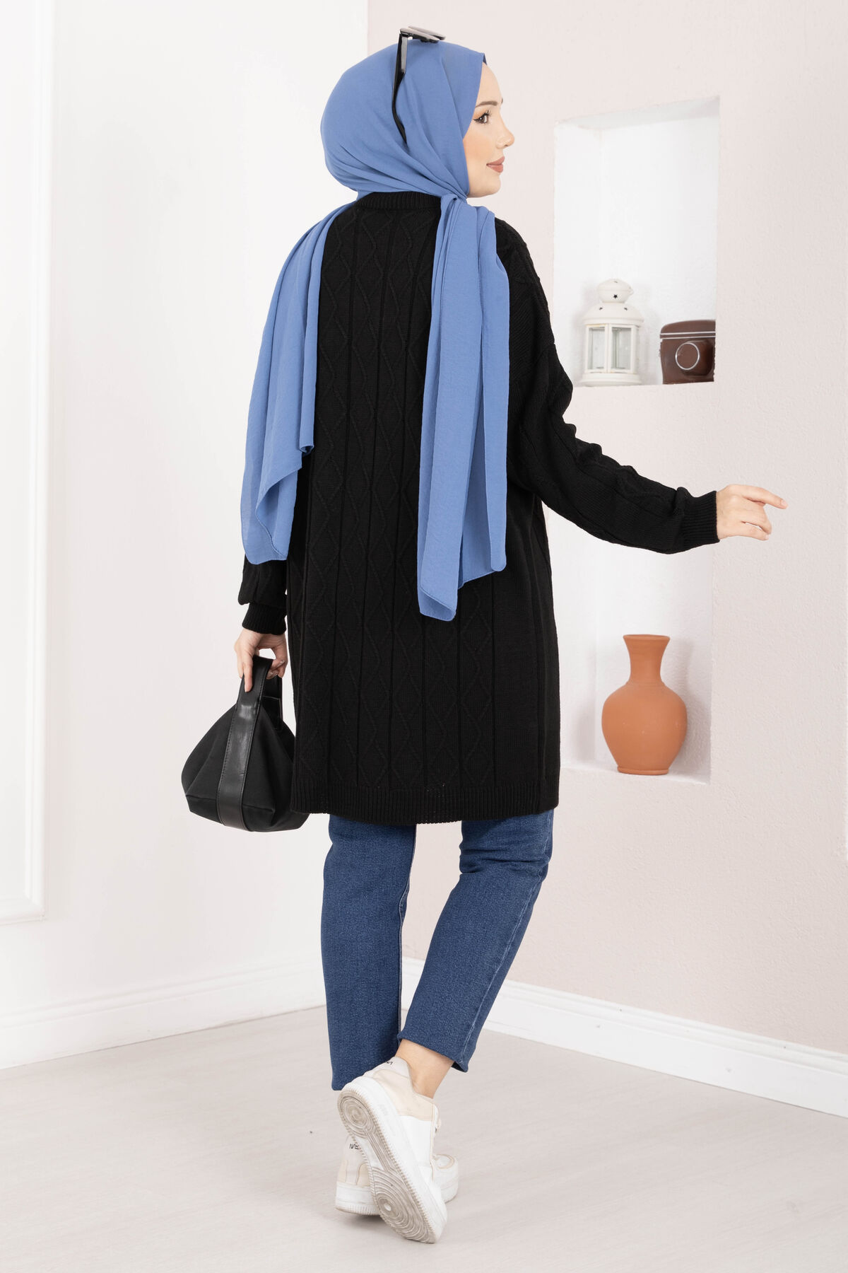 Houndstooth Knit Tunic Black – Image 6