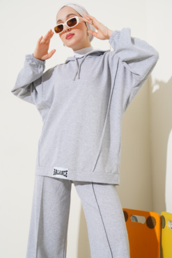 Alternative view of Hooded Oversized Two-Piece Set Grey