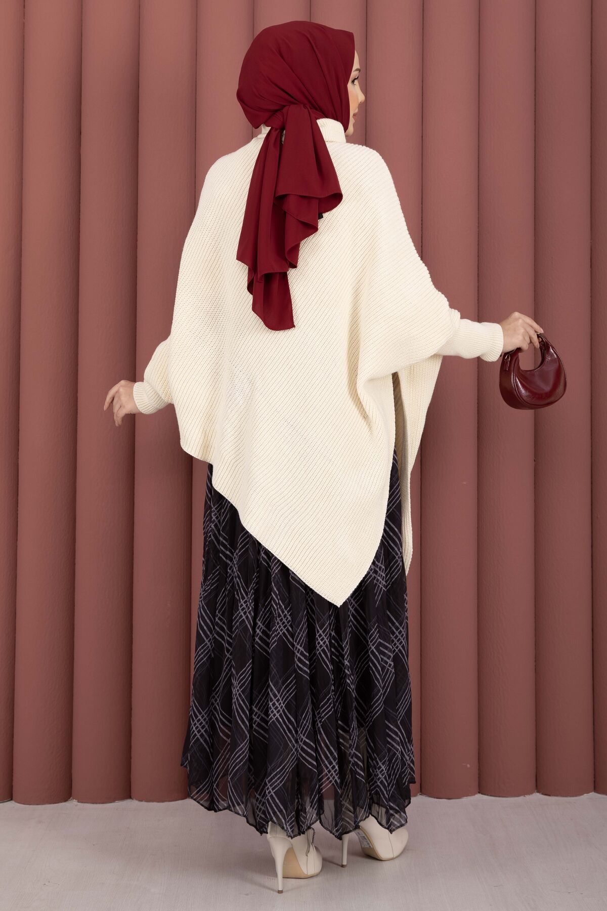 Asymmetrical Turtleneck Knit Sweater Ecru - Image 6