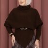 Asymmetrical Turtleneck Knit Sweater Brown - الصورة 2