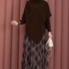 Asymmetrical Turtleneck Knit Sweater Brown - الصورة 3