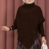 Asymmetrical Turtleneck Knit Sweater Brown - الصورة 6