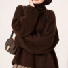 Oversized Crew Neck Knit Sweater Brown