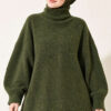 Oversized Crew Neck Knit Sweater Green