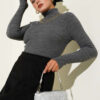 Fisherman Neck Fingerless Knit Sweater Smoke