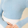 Fisherman Neck Fingerless Knit Sweater Blue – Bild 4