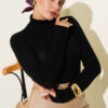 Fisherman Neck Fingerless Knit Sweater Black