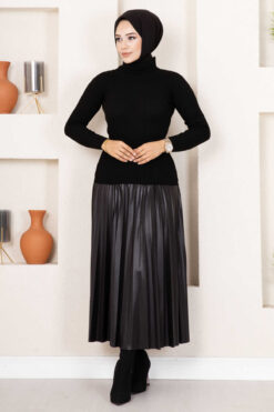 Alternative view of Fisherman Neck Sweater Black