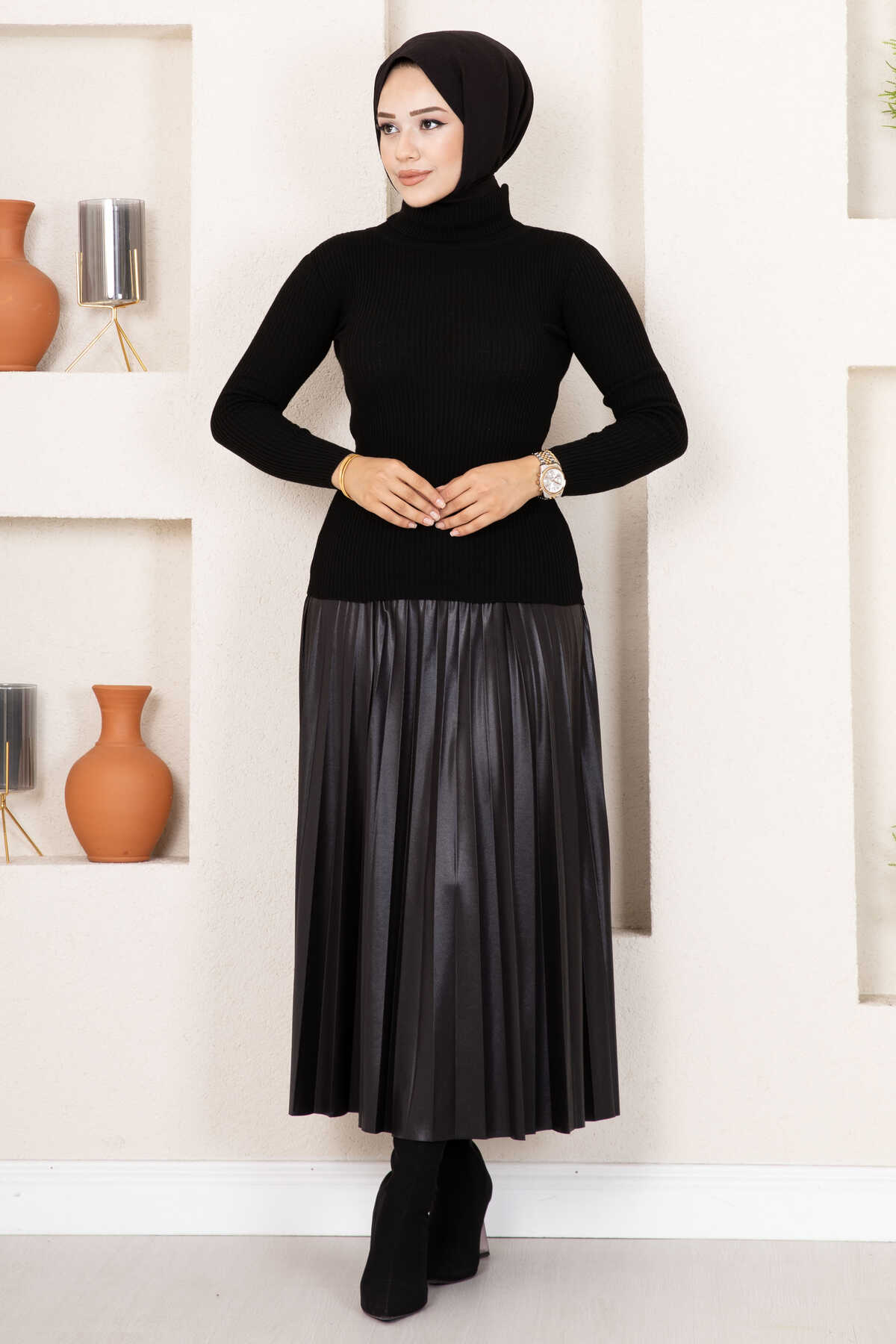 Fisherman Neck Sweater Black - immagine 2