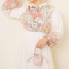 Balloon Sleeve Floral Print Chiffon Dress Ecru - Image 2