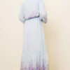 Balloon Sleeve Floral Print Chiffon Dress Blue - الصورة 3