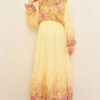 Balloon Sleeve Floral Print Chiffon Dress Yellow