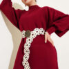 Balloon Sleeve Knit Dress Burgundy - Imagen 2