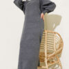 ⁦Balloon Sleeve Knit Dress Smoke⁩ - الصورة ⁦2⁩