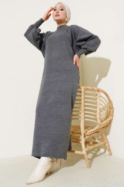 Alternative view of Balloon Sleeve Knit Dress Smoke