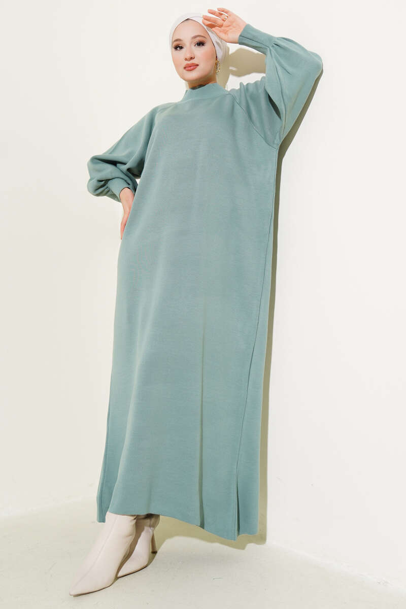 Balloon Sleeve Knit Dress Mint