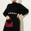 Balloon Sleeve Knit Dress Black - Imagen 2