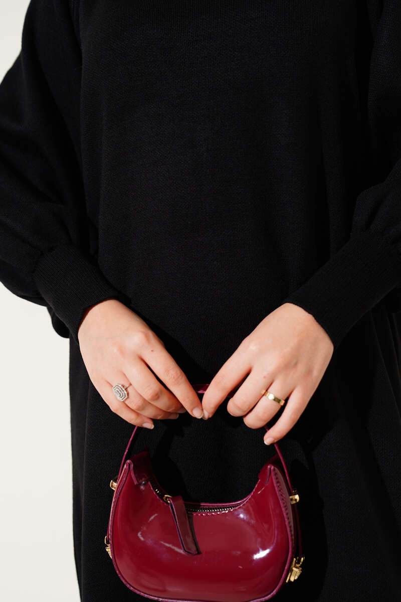 Balloon Sleeve Knit Dress Black - Imagen 4
