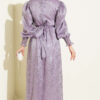 Balloon Sleeve Embellished Evening Dress Lilac – Image 3