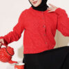 Basic Button-Front Knit Cardigan Red