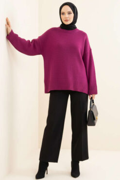 Alternative view of Basic Oversized Knit Tunic Violet