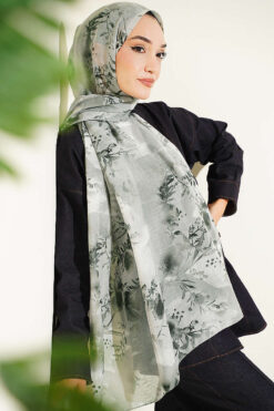 Alternative view of Printed Floral Patterned Shawl Khaki