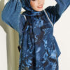 Printed Floral Patterned Shawl Navy Blue