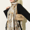 Printed Floral Patterned Shawl Oil Green