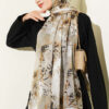 Printed Floral Patterned Shawl Oil Green – Bild 2