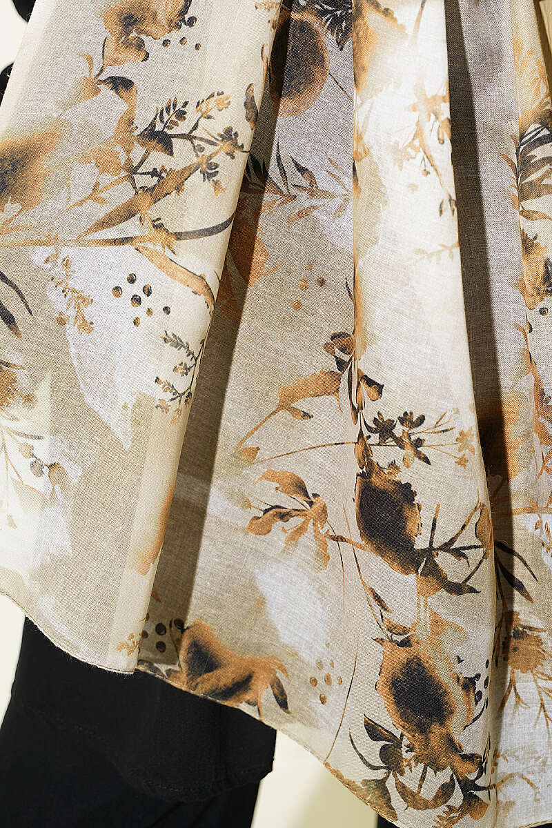 Printed Floral Patterned Shawl Oil Green – Bild 4