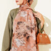 Printed Floral Patterned Shawl Onion Skin