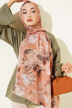 Alternative view of Printed Floral Patterned Shawl Onion Skin