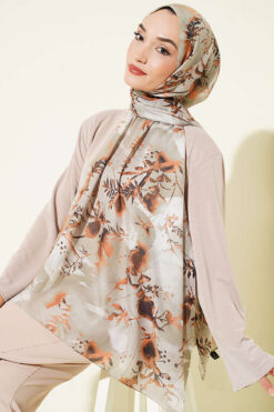 Alternative view of Printed Floral Patterned Shawl Aqua Green