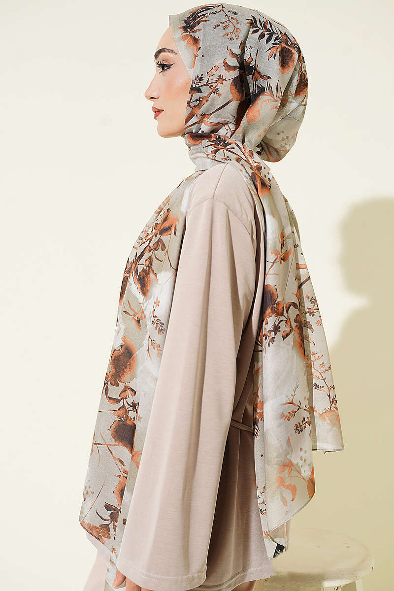 Printed Floral Patterned Shawl Aqua Green – Bild 3