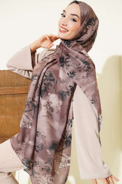 Alternative view of Printed Floral Patterned Shawl Mink