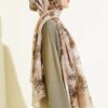 Printed Floral Patterned Shawl Oil Green - الصورة 3